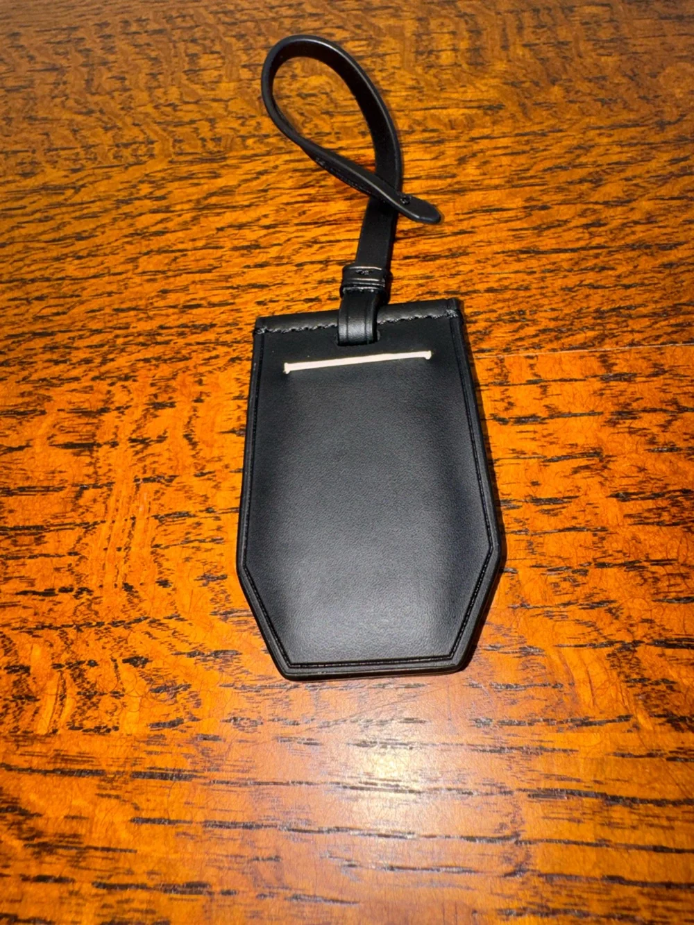 Tory Burch Black Leather Luggage Tag/Bag Charm  with Embossed Logo